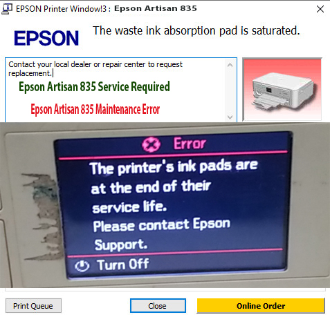 Reset Epson Artisan 835 Step 1